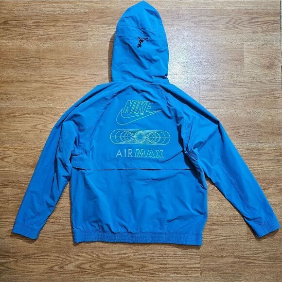 Nike Sportswear Air Max Woven Jacket Large L Blue Black Lined Logos FN0243-457 - Picture 8 of 16